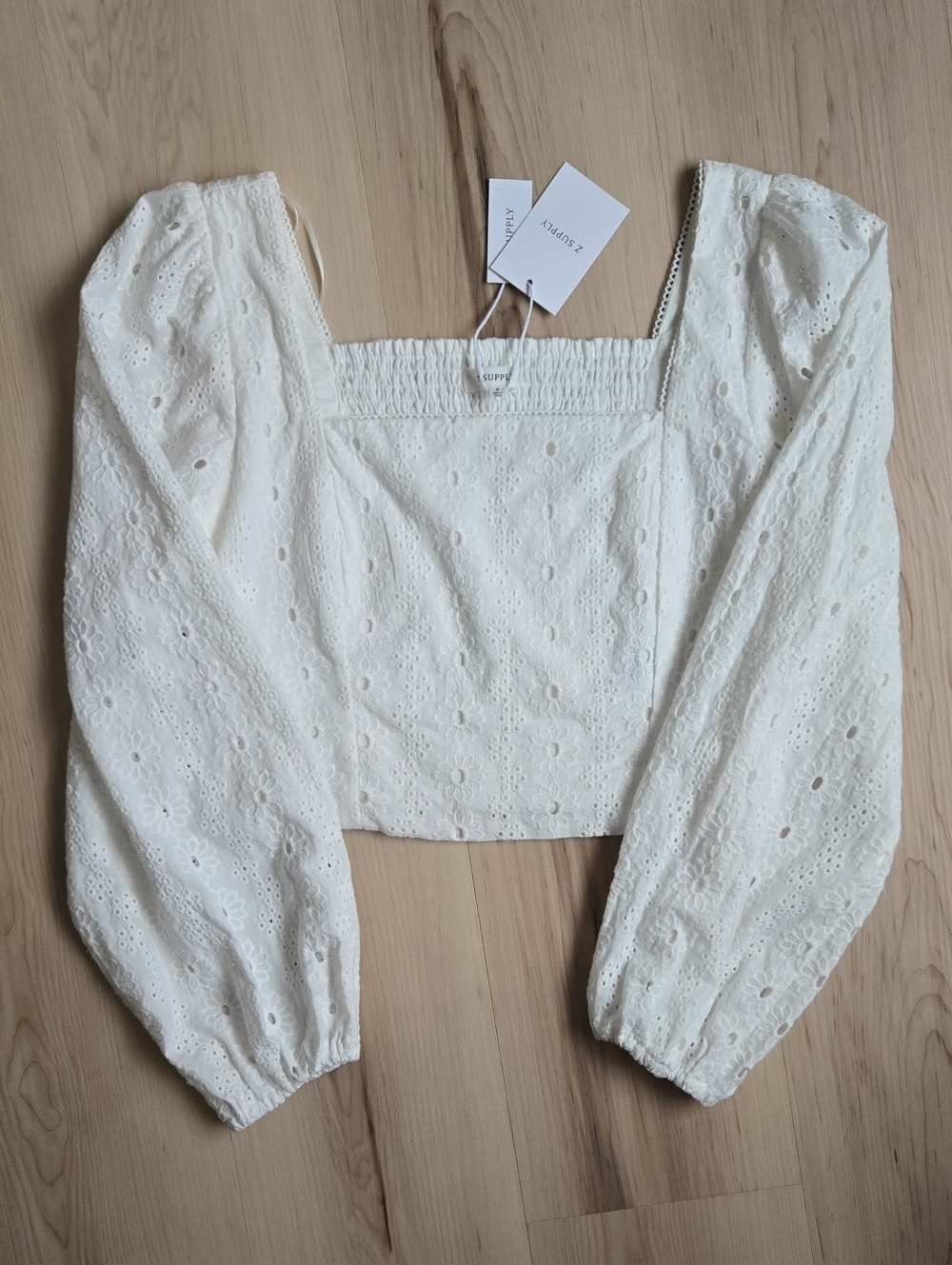 NWT Z Supply Bria Eyelet Top, White, Size Small